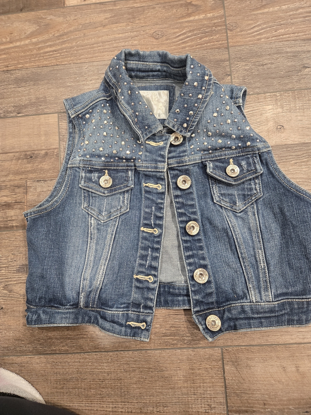 Justice Denim Studded Vest - Blue